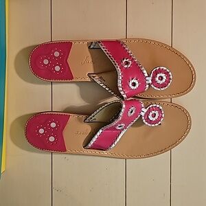 Jack Rogers Fuchsia/Silver Size 10 Sandals